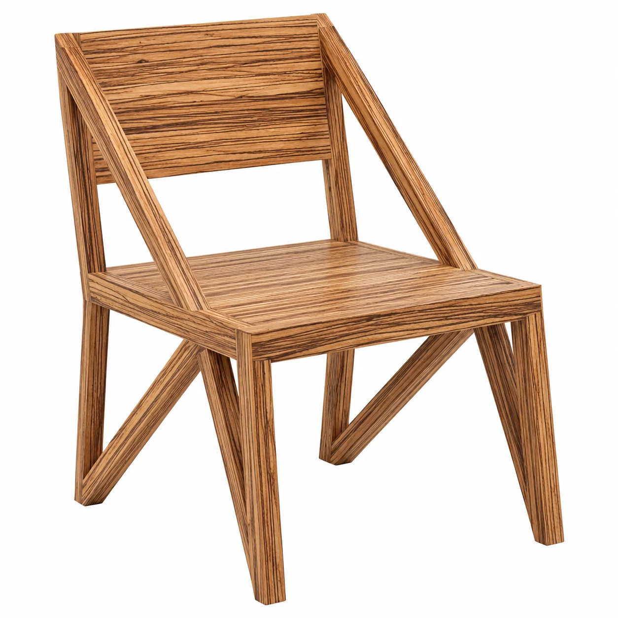 Cartlii Zebrawood Veneer Geometric Accent Chair, Natural Striped Finish Cartlii Zebrawood Veneer Geometric Accent Chair, Natural Striped Finish - Image 1